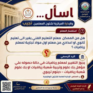 رد رسمي من التعليم على استفسارات المعلمين بشأن التعيينات وتغيير التخصص