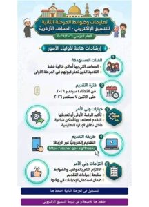 التسجيل بالمرحلة الثانية لتنسيق رياض الأطفال بالمعاهد الأزهرية